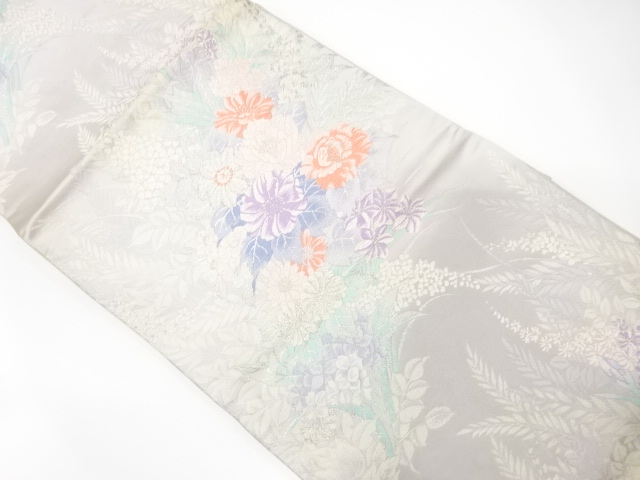 アンティーク　草花模様織り出し袋帯（材料）